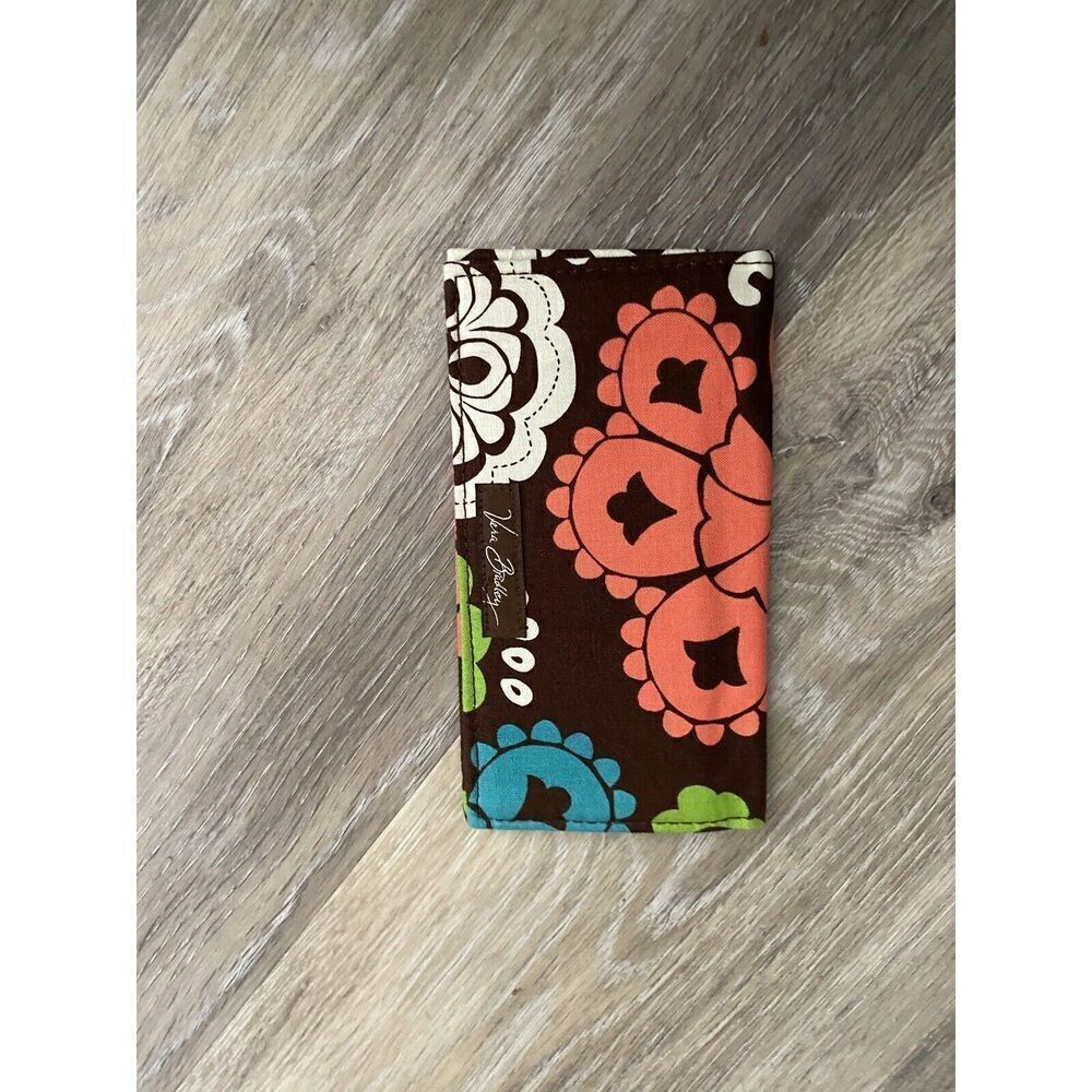 Vera Bradley LOLA Checkbook Holder : Pink Brown Green Floral Print